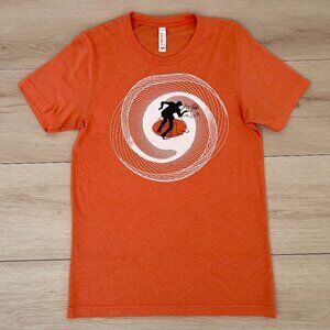 Alfred Hitchcock's Vertigo Orange Spiral Print Slim Fit Women's T-Shirt (Small)